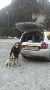 Thank you Jessica for the ride to Snoqualmie Pass! (and reluctant doggie).